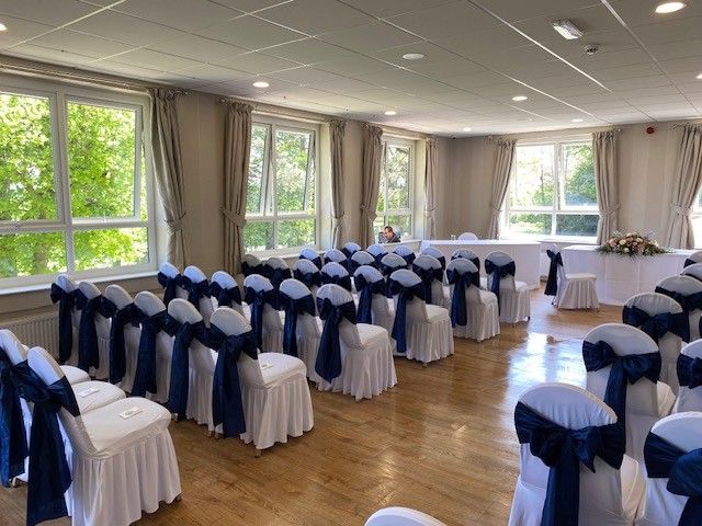 Room set for a wedding ceremony